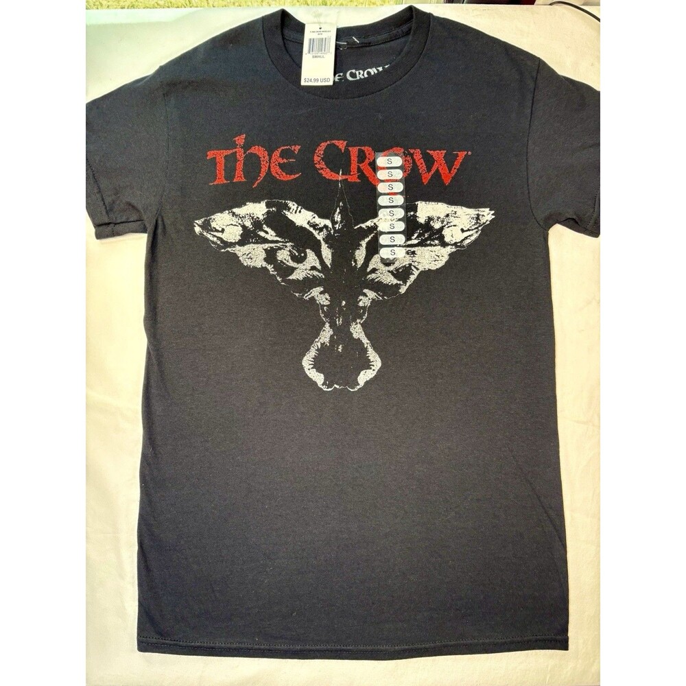 The Crow Movie Graphic Tee Shirt NWT Charcoal Grey Moth Logo Small Unisex